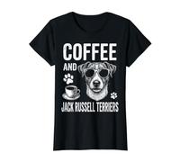Café Y Jack Russell Terriers Divertido Jack Russell Terrier Camiseta gráfica económica, Mujer, Negro, M