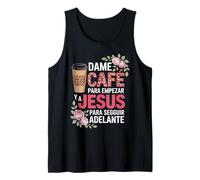 Café y Jesús Amor Lindo Floral Español Cita Cristiana Camiseta sin Mangas