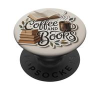 café y Libros, Reservado Lectura Leer Libros Lector PopSockets PopGrip Adhesivo
