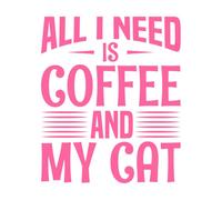 Café y mi tipografía de gato todo lo que necesito café y mi gato Calcomanías de vinilo para murales y paredes 49.2x58.6cm No se cae Rosa