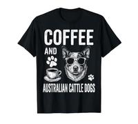 Café y Perro Ganado Australiano Divertido Perro Australiano Ganado Camiseta gráfica económica