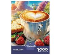 Café y Sándwich Rompecabezas Arte Café y Frutas Clásico 3 Capas Cartón 1000 Piezas, Desafío Duro, Alivio Estrés, Decoración Pared, Regalo Coleccionista Familiar 52x38cm/1000pcs