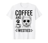 Café y Westies Funny West Highland White Terrier Camiseta gráfica económica, Hombre, Blanco, S