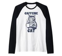 Cafeína Cat Cozy Coffee Lover Funny Morning Mood Camiseta Manga Raglan