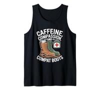 Cafeína Compasión y Combate Botas VA Enfermera Camiseta sin Mangas