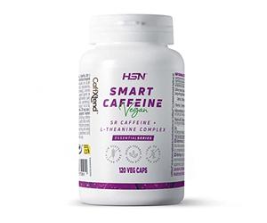 Cafeína con Teanina de HSN | 120 Cápsulas Vegetales Smart Caffeine Pastillas para Estudiar y Concentración de Efecto Prolongado | Nootrópico Natural | No-GMO, Vegano, Sin Gluten