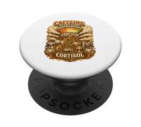 Cafeína estabilizador cortisol Divertido Amante del café Trabajador de café PopSockets PopGrip Adhesivo