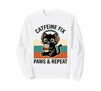 Cafeína Fix Paws & Repeat Café Negro Cat Auriculares Retro Sudadera