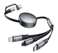 CAFELE Cable Cargador Multiple Dual-USB-C Multi 6 en 1,Cable Retráctil de Carga Rápida 100W PD3.1/QC5.0,[100W+10W+L27W] Cable USB A/C a 3 en 1,para 16,15,14,13,12,Galaxy S25,Pad,MaBook Pro Air-110CM