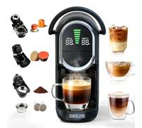 CAFELFFE Cafetera de cápsulas 4 en 1, 20 bar, depósito de agua de 600 ml, control de temperatura y volumen de agua de 7 niveles, compatible con NS*/DG*/ESE y café en polvo, color negro