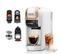 CAFELFFE Cafetera de cápsulas MK-603 4 en 1, café frío/caliente, 19 bares, compatible con cápsulas Nes*, DG*, ESE y café molido, modelo de bajo consumo, 0,6 l, ideal para hogares y oficinas, blanca