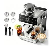 CAFELFFE Máquina de café espresso profesional MK-903 de 20 bares con molinillo incorporado, cafetera con modo caliente/frío y potente espumador de leche para latte/cappuccino, tanque de 1.8L y 1500W