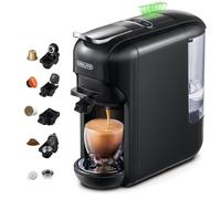 Cafelffe MK-606 - Máquina de café espresso 5 en 1 de cápsula única de 19 bares, compatible con K-Cup/Nes Original/DG/44 mm ESE Pods & fondo, 7 niveles de agua, para el hogar/la oficina, color negro