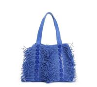 CAFèNOIR - Bolsa De Compras De Rafia Con Flecos Y Botones Decorativos, Para Mujer, Color Azul, Talla Talla Única