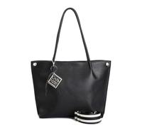 CAFèNOIR - Bolsa De Compras En Material Granulado Con Correa De Hombro De Cinta Extraíble, Para Mujer, Color Negro, Talla Talla Única