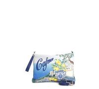 CafèNoir - Bolso de mano con estampado, asa y correa extraíble, para mujer, talla única, turquesa, Talla única