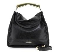 CafèNoir - Bolso efecto piel brillante con asa metálica, para mujer, color negro, talla única, Negro , Talla única