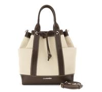 CAFèNOIR - Bolso Tipo Cubo Con Asas Efecto Lona Y Ribete Efecto Piel En Contraste, Para Mujer, Color Marrón, Talla Talla Única