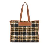 CafèNoir - Bolso de tela a cuadros con placa con logotipo en relieve, para mujer, color cuero, talla única, cuero, Talla única