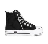 CAFèNOIR - Deportivas Medias De Lona con Cordones De Strass Negro, para Mujer, Color Negro, Talla 39