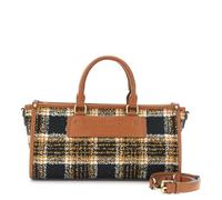 CafèNoir - Minibag de tela a cuadros con placa con logotipo en relieve, para mujer, color cuero, talla única, cuero, Talla única