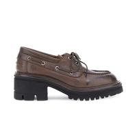 CAFèNOIR - Mocasines De Cuero con Cordones Y Suela Dentada, para Mujer, Color Marrón, Talla 37