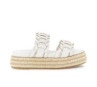 CAFèNOIR - Sandalia De Dos Tiras Efecto Piel Sintética Con Cuña De Rafia, Para Mujer, Color Blanco, Talla 36