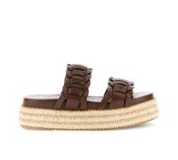 CAFèNOIR - Sandalia De Dos Tiras Efecto Piel Sintética Con Cuña De Rafia, Para Mujer, Color Marrón, Talla 38