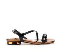 CAFèNOIR - Sandalias Asimétricas Con Efecto Piel Laminada Y Pedrería Negro, Para Mujer, Color Negro, Talla 36