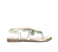 CafèNoir - Sandalias con bordado y aplicaciones para mujer, color turquesa, Multi Turquesa, 37 EU