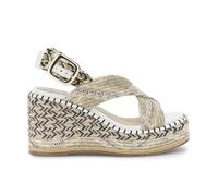 CAFèNOIR - Sandalias Con Cruce De Tela Sobre Una Cuña Envuelta, Para Mujer, Color Blanco, Talla 36