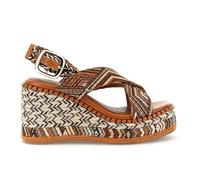 CAFèNOIR - Sandalias Con Cruce De Tela Sobre Una Cuña Envuelta, Para Mujer, Color Marrón, Talla 40