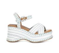 CAFèNOIR - Sandalias Cuña Tela Blanco/azul Claro, Para Mujer, Color Azul, Talla 37