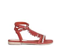 CAFèNOIR - Sandalias De Ante Con Flecos Y Cadena De Pedrería, Para Mujer, Color Rojo, Talla 38