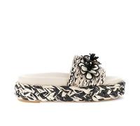 CAFèNOIR - Sandalias De Cuña Con Banda De Rafia Y Flores Negro, Para Mujer, Color Negro, Talla 39