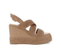 CAFèNOIR - Sandalias De Cuña Con Tiras Cruzadas En Efecto Piel Sintética Tejida, Para Mujer, Color Marrón, Talla 37
