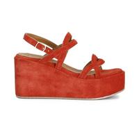 CAFèNOIR - Sandalias De Cuña De Ante Con Dos Cruces, Para Mujer, Color Rojo, Talla 41