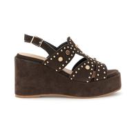 CAFèNOIR - Sandalias De Cuña De Ante Con Tachuelas Y Cabujones, Para Mujer, Color Marrón, Talla 35
