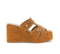 CAFèNOIR - Sandalias De Cuña De Ante Con Tachuelas Y Cabujones, Para Mujer, Color Marrón, Talla 37