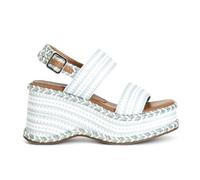 CAFèNOIR - Sandalias De Cuña De Doble Banda En Tela, Para Mujer, Color Azul, Talla 38