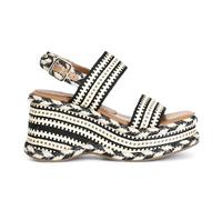 CAFèNOIR - Sandalias De Cuña De Doble Banda En Tela, Para Mujer, Color Negro, Talla 39