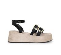 CAFèNOIR - Sandalias De Cuña De Doble Tira Con Hebilla Y Correa En El Tobillo, Para Mujer, Color Negro, Talla 36