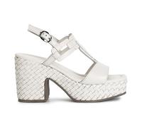 CAFèNOIR - Sandalias De Cuña En T De Cuero Tejido, Para Mujer, Color Beige, Talla 36