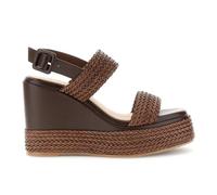 CAFèNOIR - Sandalias De Dos Tiras Con Cuña En Efecto Piel Sintética Tejida, Para Mujer, Color Marrón, Talla 40