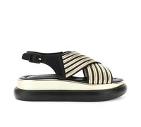 CAFèNOIR - Sandalias de piel cruzada multilistas, para mujer, Multi Negro, 36 EU
