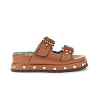 CAFèNOIR - Sandalias Estilo Monk Con Tachuelas Y Efecto Piel De Becerro, Para Mujer, Color Marrón, Talla 36