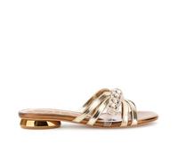 CAFèNOIR - Sandalias Estilo Slipper En Efecto Piel Laminada Con Accesorios De Pedrería, Para Mujer, Color Amarillo, Talla 37