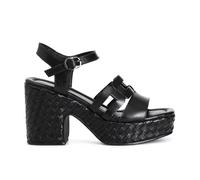 CAFèNOIR - Sandalias Gilda De Piel Con Dos Bandas Delanteras Y Cuña Trenzada, Para Mujer, Color Negro, Talla 38