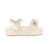 CAFèNOIR - Sandalias Gilda En Cuña Con Banda De Rafia Y Flores Beige, Para Mujer, Color Beige, Talla 39
