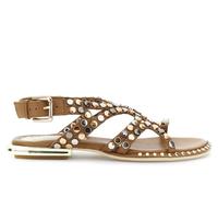 CAFèNOIR - Sandalias Mujer Planas de Piel con Tachuelas Multicolor, Sandalias de Verano Mujer Diseño Asimétrico Glamour, Tacón 2 cm, Forro y Plantilla Piel